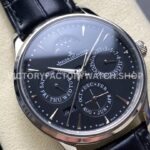 V9 Factory Jaeger-LeCoultre Master Ultra Thin Perpetual Q1308470 39mm Steel Leather Strap Black D (5) V9 Factory Jaeger-LeCoultre Master Ultra Thin Perpetual Q1308470 39mm Steel Leather Strap Black Dial