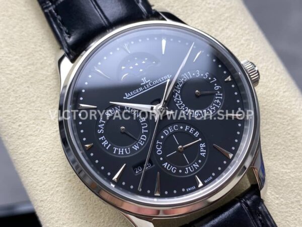 V9 Factory Jaeger-LeCoultre Master Ultra Thin Perpetual Q1308470 39mm Steel Leather Strap Black D (5) V9 Factory Jaeger-LeCoultre Master Ultra Thin Perpetual Q1308470 39mm Steel Leather Strap Black Dial