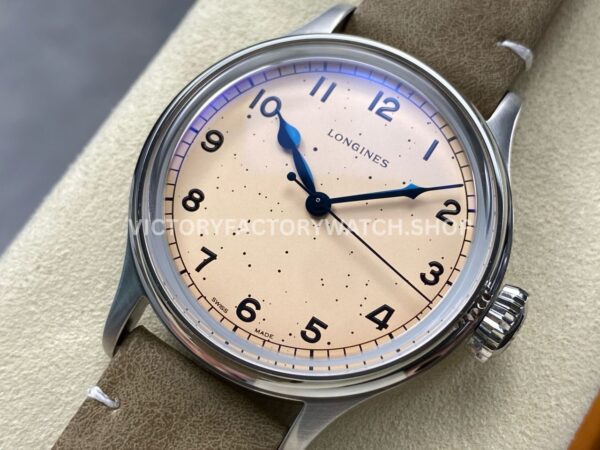 VC+ Factory Longines Heritage L28194932 38.5mm Steel Calf skin Strap Arabic Numerals Champagne Dial