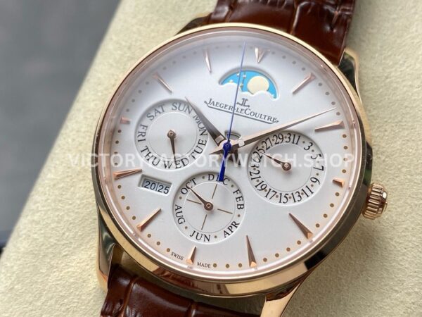 VR Factory Jaeger-LeCoultre Master Ultra Thin Perpetual Q1302520 39mm Rose Gold Leather Strap VR Factory Jaeger-LeCoultre Master Ultra Thin Perpetual Q1302520 39mm Rose Gold Leather Strap White Dial