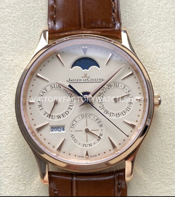 VR Factory Jaeger-LeCoultre Master Ultra Thin Perpetual Q1302520 39mm Rose Gold Leather Strap White Dial (3) VR Factory Jaeger-LeCoultre Master Ultra Thin Perpetual Q1302520 39mm Rose Gold Leather Strap White Dial