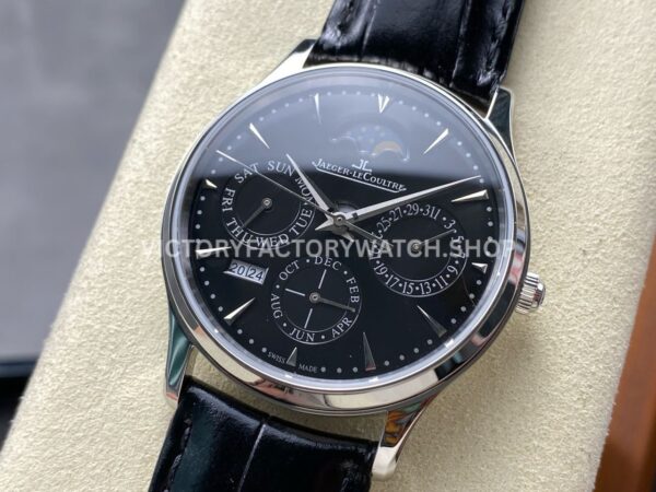 VR Factory Jaeger-LeCoultre Master Ultra Thin Perpetual Q1308470 39mm Steel Leather Strap Black Dial (9) VR Factory Jaeger-LeCoultre Master Ultra Thin Perpetual Q1308470 39mm Steel Leather Strap Black Dial