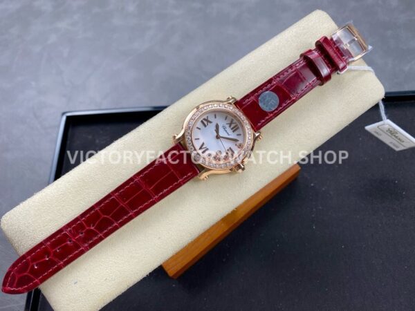 YF Factory Chopard Happy Sport 277473-5002 36mm Rose Gold Leather Strap Roman Numerals White Dial