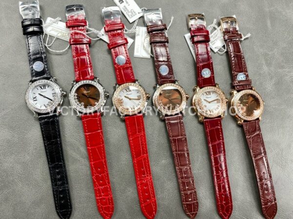 YF Factory Chopard Happy Sport 277473-5002 36mm Rose Gold Leather Strap Roman Numerals White Dial