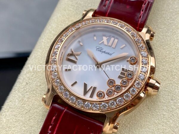 YF Factory Chopard Happy Sport 277473-5002 36mm Rose Gold Leather Strap Roman Numerals White Dial