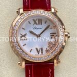 YF Factory Chopard Happy Sport 277473-5002 36mm Rose Gold Leather Strap Roman Numerals White Dial