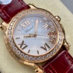 YF Factory Chopard Happy Sport 277473-5002 36mm Rose Gold Leather Strap Roman Numerals White Dial
