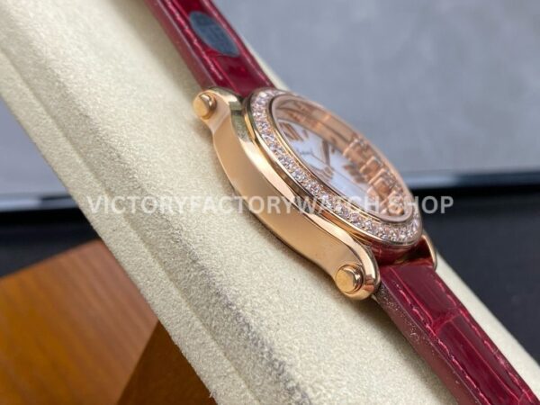 YF Factory Chopard Happy Sport 277473-5002 36mm Rose Gold Leather Strap Roman Numerals White Dial