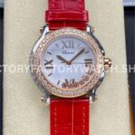 YF Factory Chopard Happy Sport 277473-5002 36mm Steel Diamond Rose Gold Bezel Leather Strap Roman Numerals White Dial
