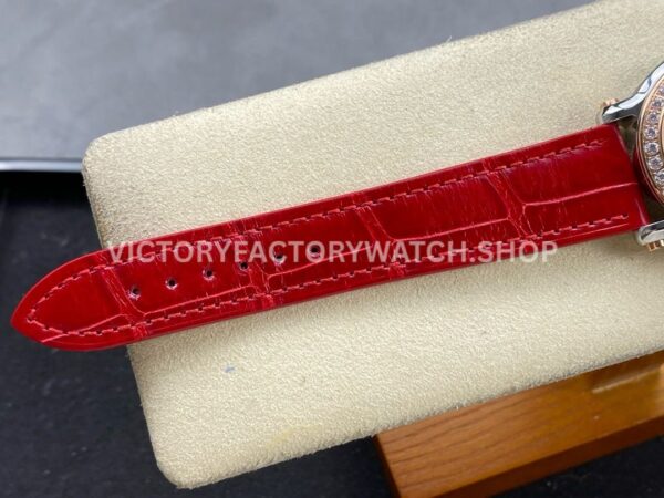YF Factory Chopard Happy Sport 277473-5002 36mm Steel Diamond Rose Gold Bezel Leather Strap Roman Numerals White Dial
