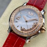 YF Factory Chopard Happy Sport 277473-5002 36mm Steel Diamond Rose Gold Bezel Leather Strap Roman Numerals White Dial
