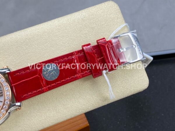 YF Factory Chopard Happy Sport 277473-5002 36mm Steel Diamond Rose Gold Bezel Leather Strap Roman Numerals White Dial