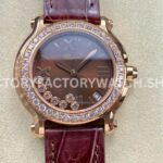 YF Factory Chopard Happy Sport 277473-5008 36mm Rose Gold Leather Strap Roman Numerals Brown Dial