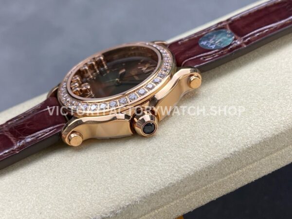YF Factory Chopard Happy Sport 277473-5008 36mm Rose Gold Leather Strap Roman Numerals Brown Dial