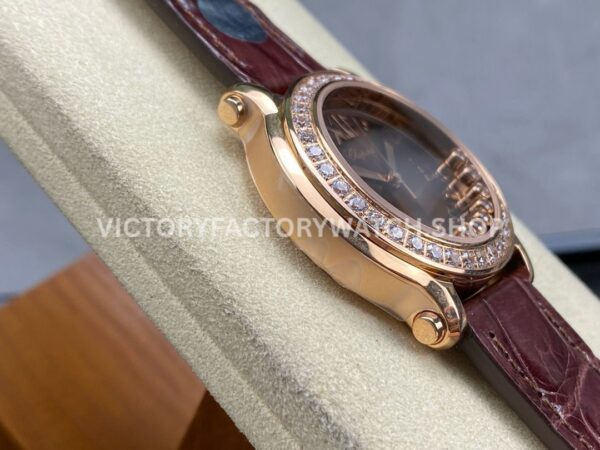 YF Factory Chopard Happy Sport 277473-5008 36mm Rose Gold Leather Strap Roman Numerals Brown Dial