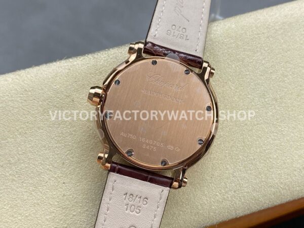 YF Factory Chopard Happy Sport 277473-5008 36mm Rose Gold Leather Strap Roman Numerals Brown Dial