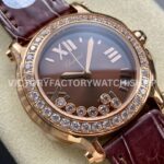 YF Factory Chopard Happy Sport 277473-5008 36mm Rose Gold Leather Strap Roman Numerals Brown Dial