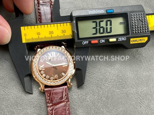 YF Factory Chopard Happy Sport 277473-5008 36mm Rose Gold Leather Strap Roman Numerals Brown Dial