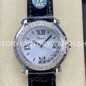 YF Factory Chopard Happy Sport 278475-3037 36mm Steel Leather Strap Roman Numerals White Dial