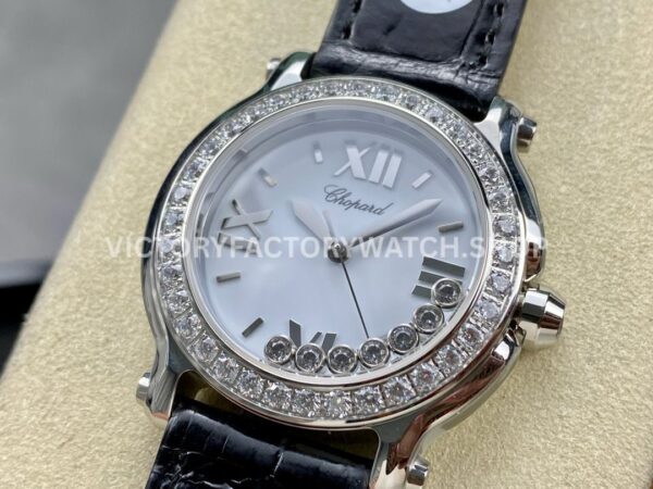 YF Factory Chopard Happy Sport 278475-3037 36mm Steel Leather Strap Roman Numerals White Dial (4) YF Factory Chopard Happy Sport 278475-3037 36mm Steel Leather Strap Roman Numerals White Dial