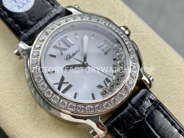 YF Factory Chopard Happy Sport 278475-3037 36mm Steel Leather Strap Roman Numerals White Dial (7) YF Factory Chopard Happy Sport 278475-3037 36mm Steel Leather Strap Roman Numerals White Dial