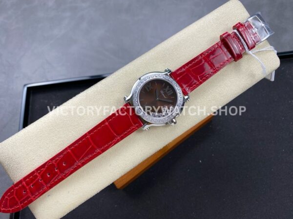 YF Factory Chopard Happy Sport 278475 36mm Steel Leather Strap Roman Numerals Brown Dial (8) YF Factory Chopard Happy Sport 278475 36mm Steel Leather Strap Roman Numerals Brown Dial
