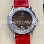 YF Factory Chopard Happy Sport 278475 36mm Steel Leather Strap Roman Numerals Brown Dial (9) YF Factory Chopard Happy Sport 278475 36mm Steel Leather Strap Roman Numerals Brown Dial