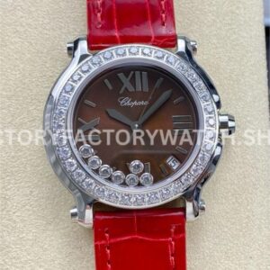 YF Factory Chopard Happy Sport 278475 36mm Steel Leather Strap Roman Numerals Brown Dial