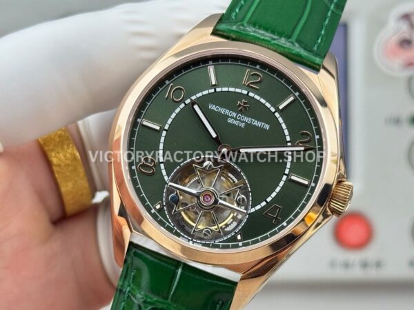 ANT Factory Vacheron Constantin Fiftysix Tourbillon 6000E/000R-B488 41mm Rose Gold Green Leather Strap Arabic Numerals Green Dial