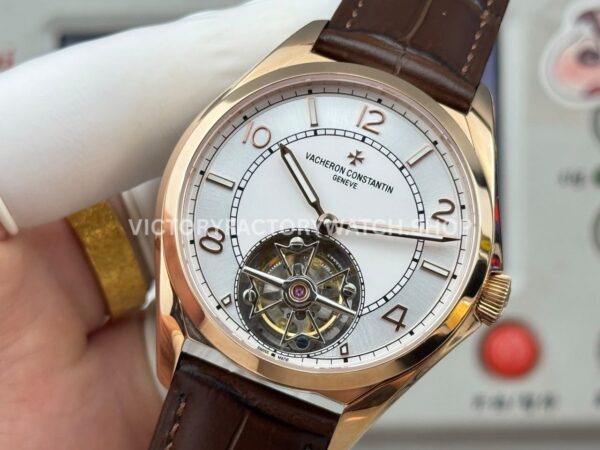 ANT Factory Vacheron Constantin Fiftysix Tourbillon 6000E000R-B488 41mm Rose Gold Leather Strap Arabic Numerals Silver Dial (3) ANT Factory Vacheron Constantin Fiftysix Tourbillon 6000E/000R-B488 41mm Rose Gold Leather Strap Arabic Numerals Silver Dial