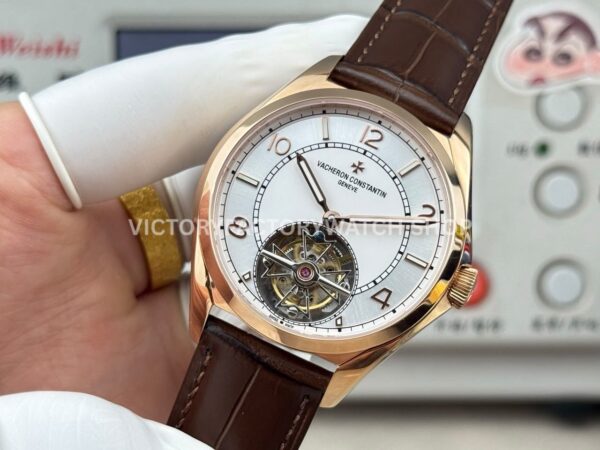 ANT Factory Vacheron Constantin Fiftysix Tourbillon 6000E000R-B488 41mm Rose Gold Leather Strap Arabic Numerals Silver Dial (5) ANT Factory Vacheron Constantin Fiftysix Tourbillon 6000E/000R-B488 41mm Rose Gold Leather Strap Arabic Numerals Silver Dial