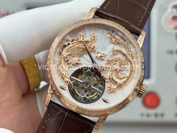ANT Factory Vacheron Constantin Traditionnelle 6040T/000R-B959 41mm Rose Gold Leather Strap Dragon Silver Dial