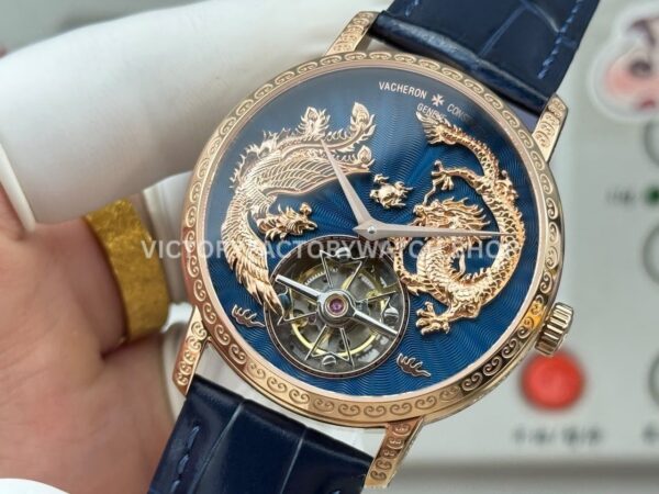 ANT Factory Vacheron Constantin Traditionnelle 6040T/000R-B960 41mm Rose Gold Leather Strap Dragon Black Dial