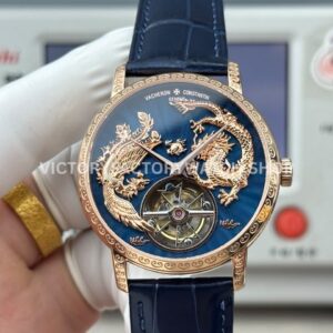 ANT Factory Vacheron Constantin Traditionnelle 6040T/000R-B960 41mm Rose Gold Leather Strap Dragon Black Dial