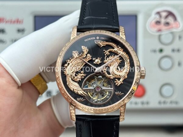 ANT Factory Vacheron Constantin Traditionnelle 6040T000R-B961 41mm Rose Gold Leather Strap Dragon Black Dial ANT Factory Vacheron Constantin Traditionnelle 6040T000R-B961 41mm Rose Gold Leather Strap Dragon Black Dial