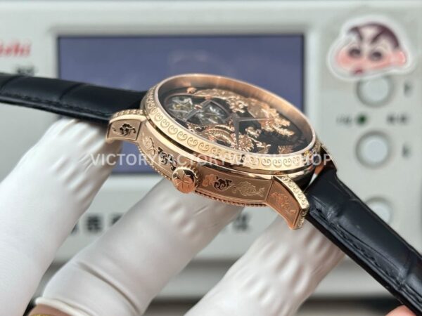 ANT Factory Vacheron Constantin Traditionnelle 6040T000R-B961 41mm Rose Gold Leather Strap Dragon Black Dial (5) ANT Factory Vacheron Constantin Traditionnelle 6040T000R-B961 41mm Rose Gold Leather Strap Dragon Black Dial