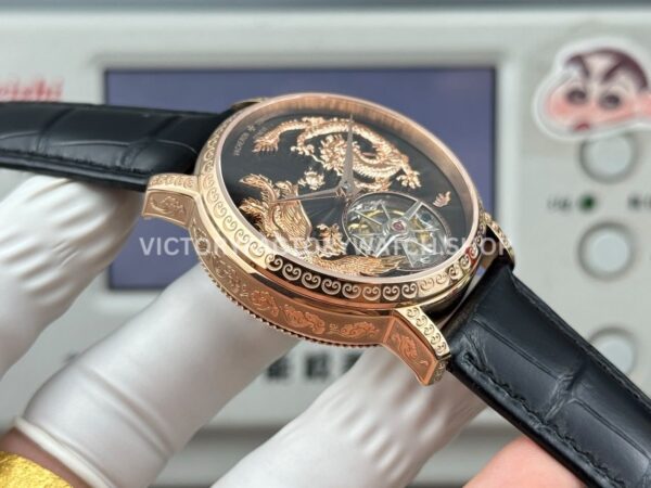 ANT Factory Vacheron Constantin Traditionnelle 6040T000R-B961 41mm Rose Gold Leather Strap Dragon Black Dial (7) ANT Factory Vacheron Constantin Traditionnelle 6040T000R-B961 41mm Rose Gold Leather Strap Dragon Black Dial