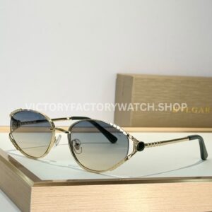 Bvlgari BV5025 S Butterfly Sunglasses | Light Gold Frame & Blue-Grey Gradient Lenses