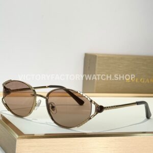 Bvlgari BV5025 S Butterfly Sunglasses | Light Gold Frame & Light Brown Lenses