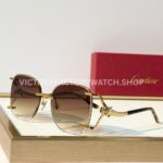 Cartier CT02283O Rimless Sunglasses Gold-Tone Panther Temples & Brown Gradient Lenses (1) Cartier CT02283O Rimless Sunglasses | Gold-Tone Panther Temples & Brown Gradient Lenses