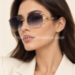 Cartier CT02283O Rimless Sunglasses | Gold-Tone Panther Temples & Grey Gradient Lenses