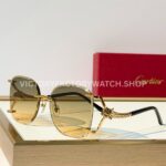 Cartier CT02283O Rimless Sunglasses Gold-Tone Panther Temples & Grey-Green to Yellow Gradient Lenses (1) Cartier CT02283O Rimless Sunglasses | Gold-Tone Panther Temples & Grey-Green to Yellow Gradient Lenses