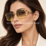Cartier CT02283O Rimless Sunglasses Gold-Tone Panther Temples & Grey-Green to Yellow Gradient Lenses (2) Cartier CT02283O Rimless Sunglasses | Gold-Tone Panther Temples & Grey-Green to Yellow Gradient Lenses