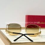Cartier CT02283O Rimless Sunglasses Gold-Tone Panther Temples & Grey-Green to Yellow Gradient Lenses (3) Cartier CT02283O Rimless Sunglasses | Gold-Tone Panther Temples & Grey-Green to Yellow Gradient Lenses