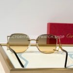 Cartier CT02283O Rimless Sunglasses Gold-Tone Panther Temples & Grey-Green to Yellow Gradient Lenses (4) Cartier CT02283O Rimless Sunglasses | Gold-Tone Panther Temples & Grey-Green to Yellow Gradient Lenses