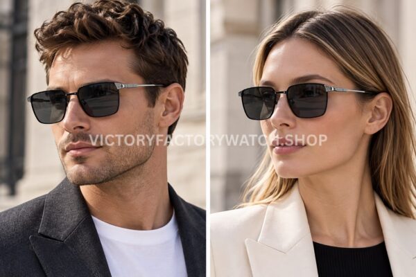 Cartier CT0614O Titanium Square Sunglasses | Black Frame, Silver-Tone Temples & Dark Grey Lenses