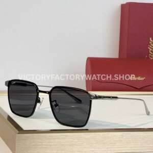 Cartier CT0614O Titanium Square Sunglasses Black Frame, Silver-Tone Temples & Dark Grey Lenses (3) Cartier CT0614O Titanium Square Sunglasses | Black Frame, Silver-Tone Temples & Dark Grey Lenses