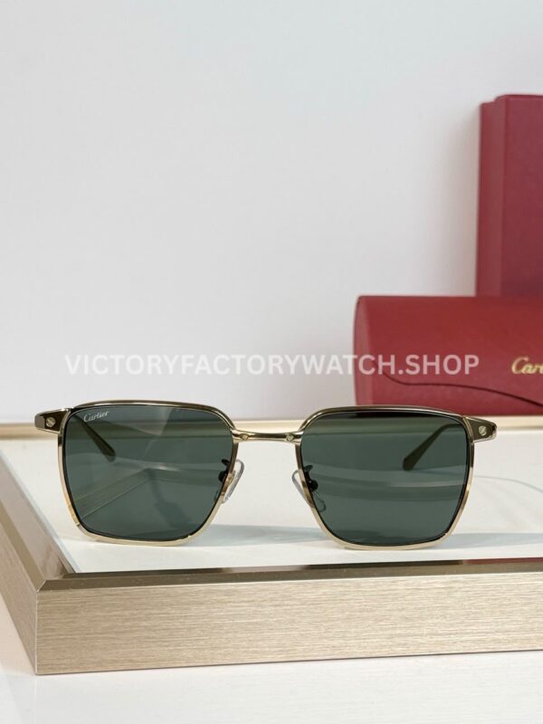 Cartier CT0614O Titanium Square Sunglasses Gold-Tone Frame, Slim Temples & Dark Green Lenses (3) Cartier CT0614O Titanium Square Sunglasses | Gold-Tone Frame, Slim Temples & Dark Green Lenses