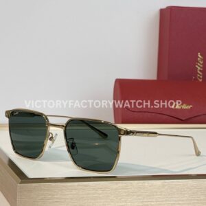 Cartier CT0614O Titanium Square Sunglasses Gold-Tone Frame, Slim Temples & Dark Green Lenses (4) Cartier CT0614O Titanium Square Sunglasses | Gold-Tone Frame, Slim Temples & Dark Green Lenses