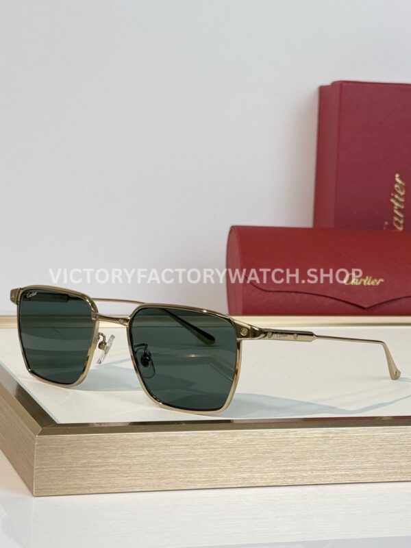 Cartier CT0614O Titanium Square Sunglasses Gold-Tone Frame, Slim Temples & Dark Green Lenses (4) Cartier CT0614O Titanium Square Sunglasses | Gold-Tone Frame, Slim Temples & Dark Green Lenses